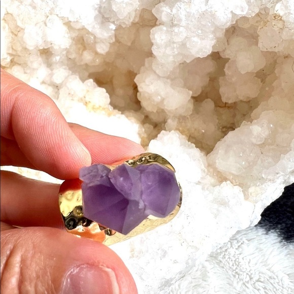 Gold Filled Amethyst Cluster Cuff Ring - Picture 4 of 8